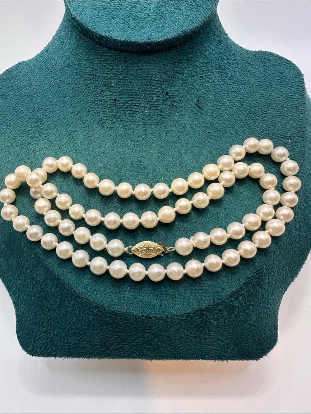 14k Gold Imperial Pearl Syndicate Genuine Pearl Necklace 19” Crown Clasp Akoya? - Picture 3 of 17